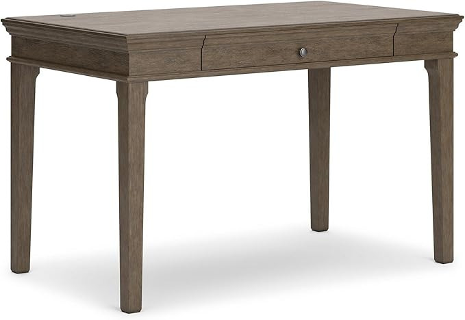 Benjara 48 Inch Home Office Desk, Weathered Gray Wood, Single Drawer, 2 USB Ports, Grey | Amazon (US)