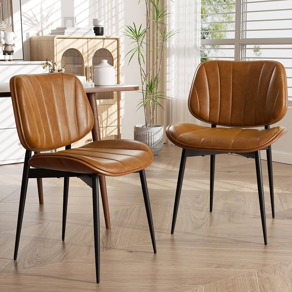 choairy Dining Chairs Set of 2, Mid Century Modern Dining Room Chairs, Upholstered Faux Leather K... | Amazon (CA)