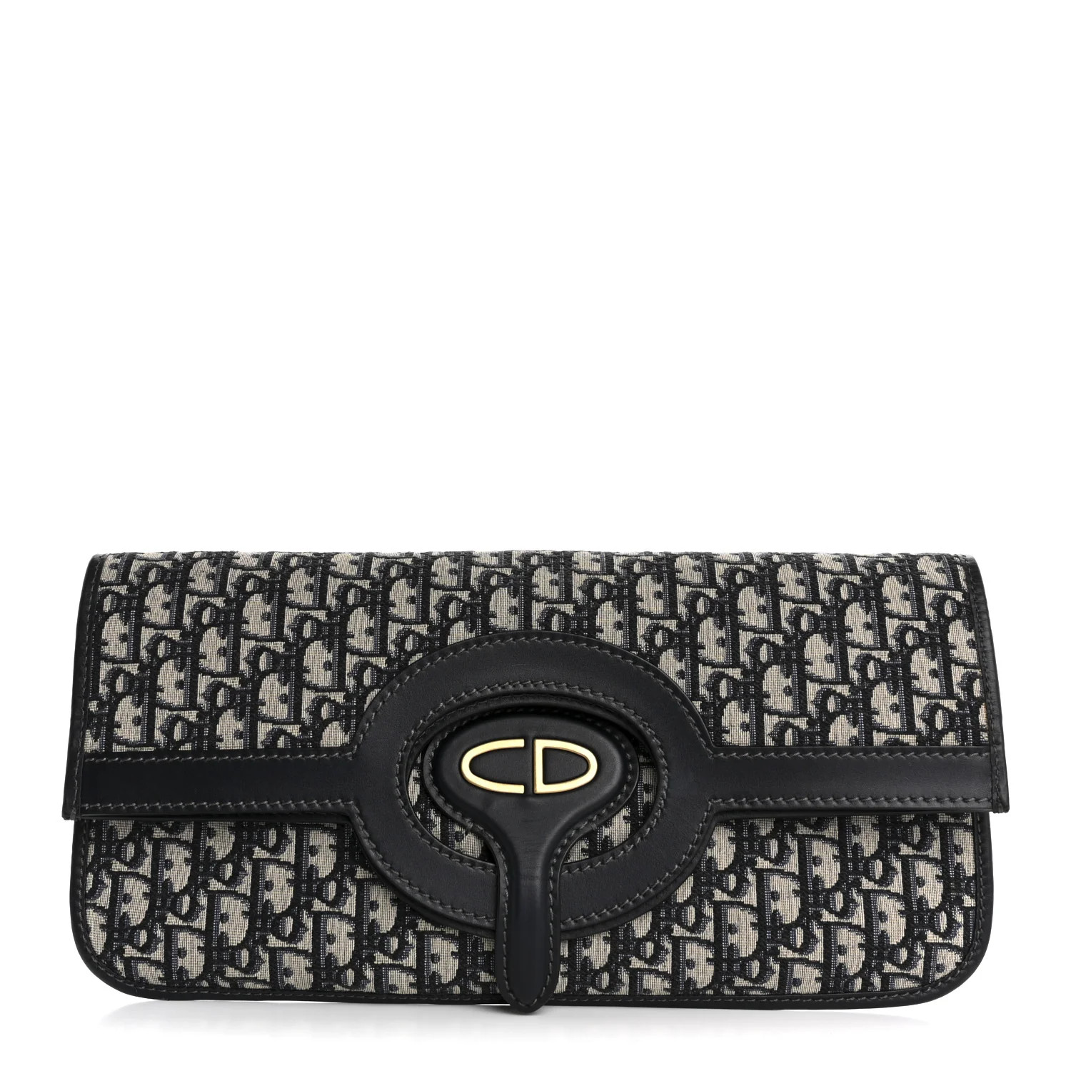 Christian Dior Oblique Fold Over Clutch Blue | FASHIONPHILE (US)