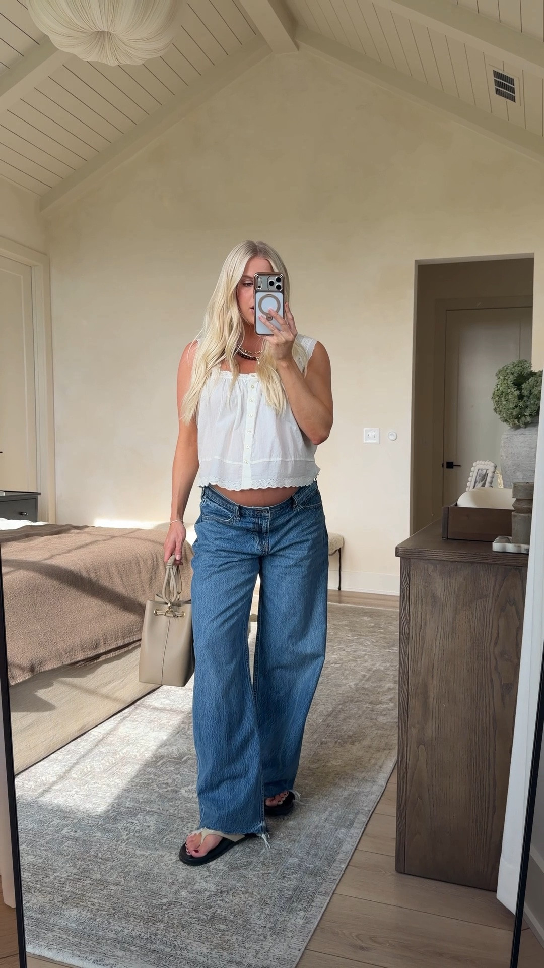 SIZE: 1/small in tank, 30 in jeans (sized up 4 for pregnancy), shoes run tts, code “KPGS20!” for discount on tennis necklace. Lip liner - cinnamon, gloss - shake #kathleenpost

#LTKootd #LTKBump