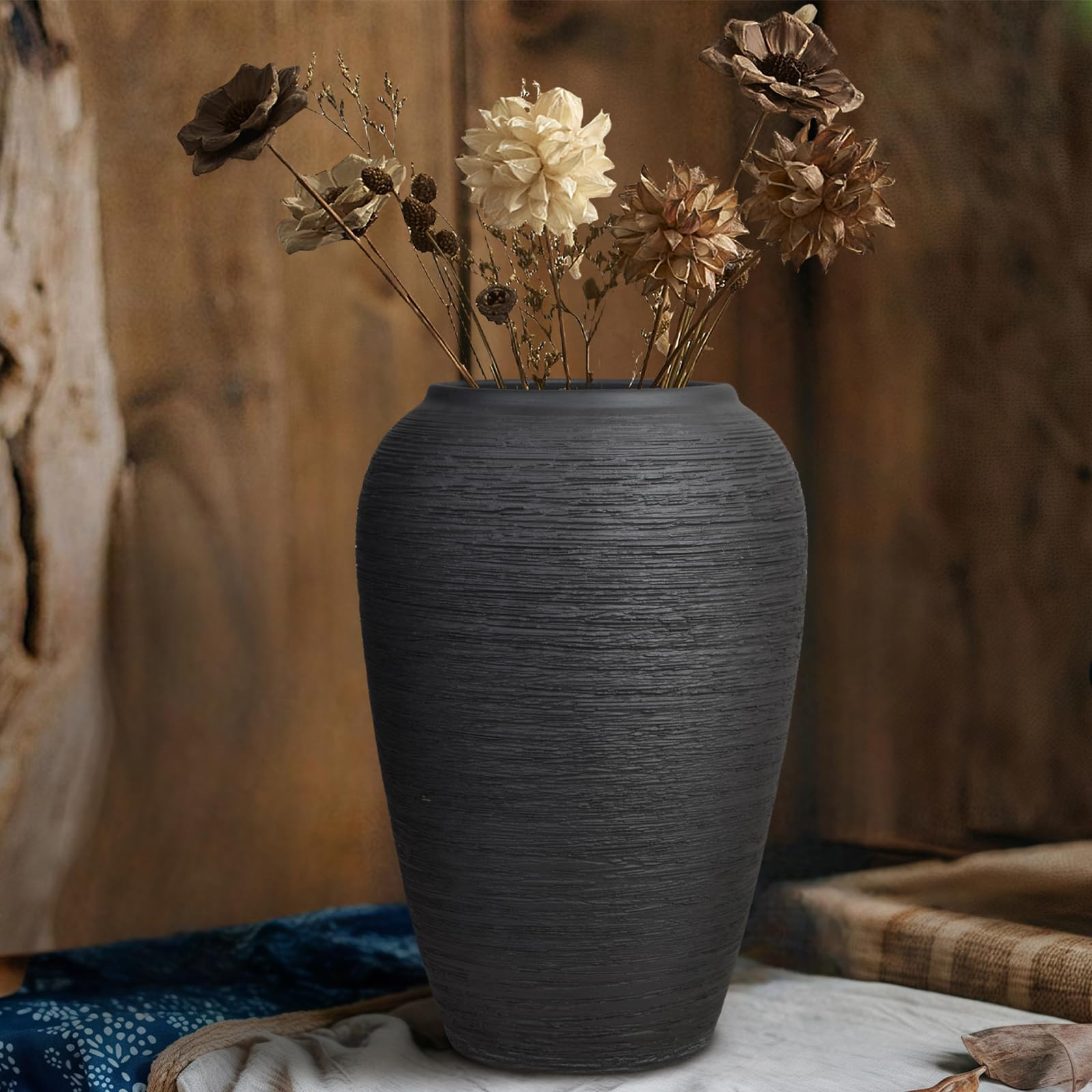 Ceramic Vintage Large Vase,10.2 Inch Farmhouse Floor Tall Vase Pottery Clay Terracotta Rustic Vas... | Amazon (US)