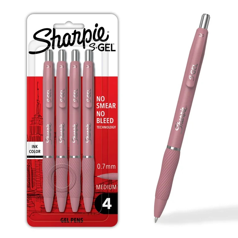 Sharpie S-Gel Pens, Medium Point, Bold Blush, Black Ink, 4 Count | Walmart (US)