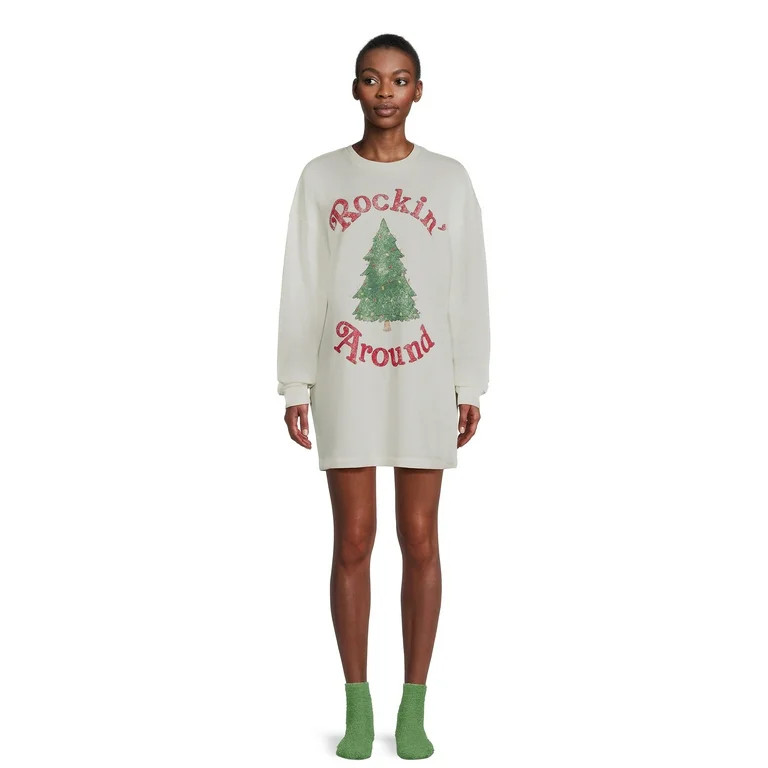 Grayson Social Juniors' Christmas Sleep Shirt and Socks Set, 2-Piece | Walmart (US)