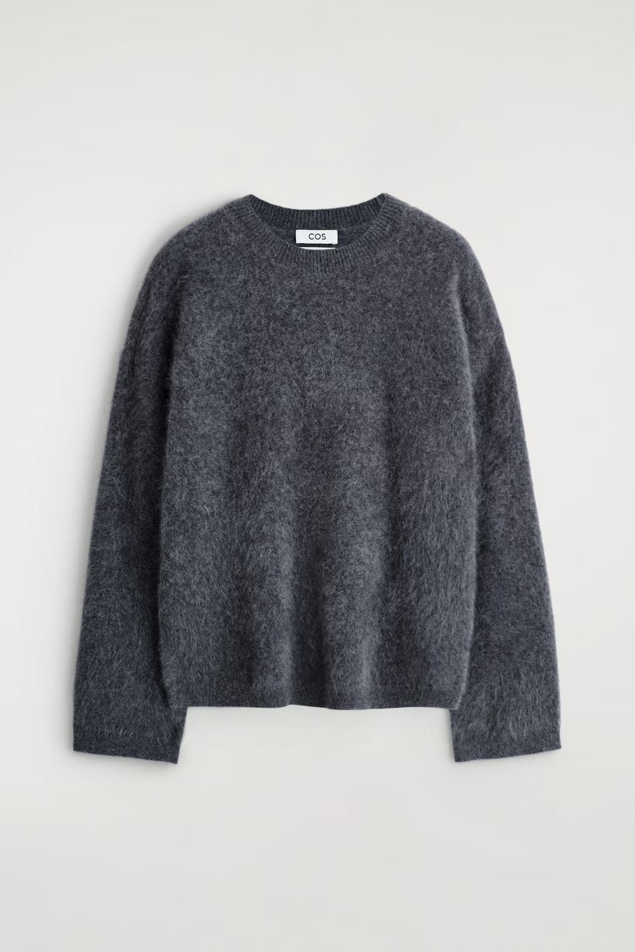 BRUSHED-CASHMERE CREW-NECK JUMPER - DARK GREY | COS GB | COS UK