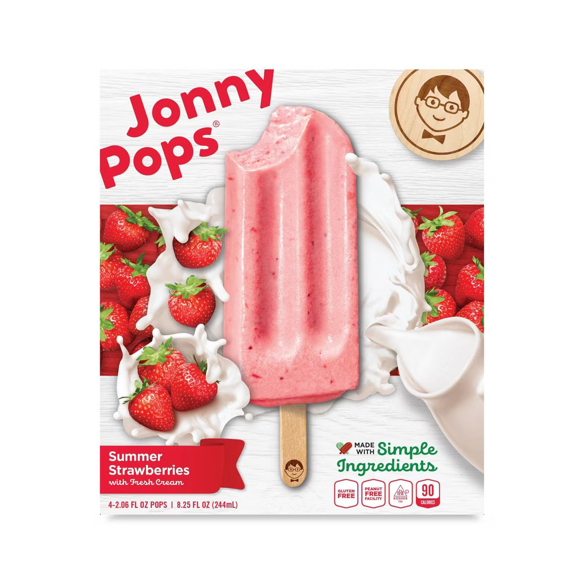 JonnyPops Strawberries & Cream Frozen Fruit Bars - 4pk/8.25 fl oz | Target