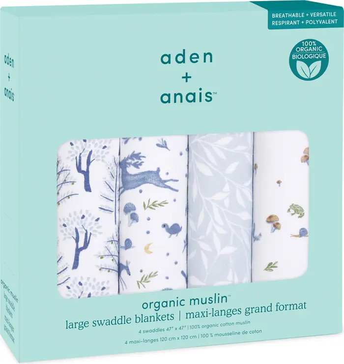 Assorted 4-Pack Organic Cotton Muslin Swaddling Cloths | Nordstrom