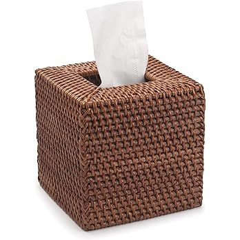 Rattan Tissue Box Cover Natural Woven Facial Napkin Holder Square (Honey Brown, 5.5x5.5x5.9 Inch) | Amazon (US)