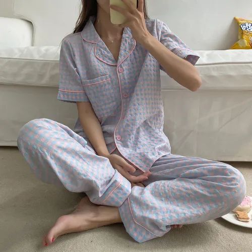 Sadelle - Checked Short-Sleeve Pajama Set | YesStyle Global