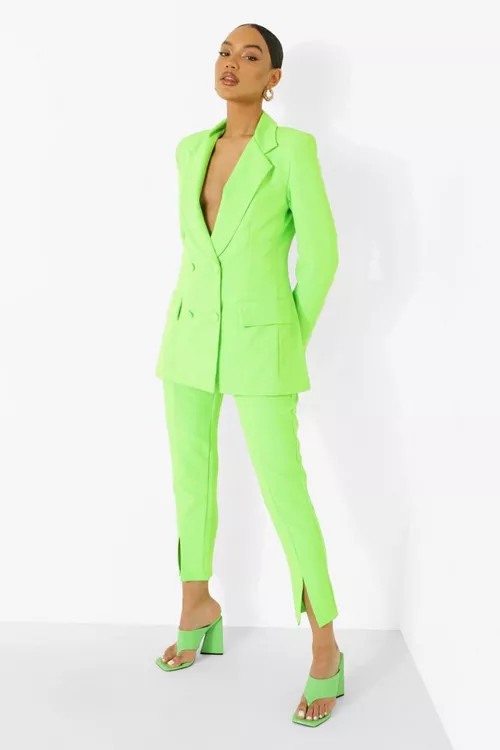 Neon Split Front Tailored Trousers | Boohoo.com (UK & IE)