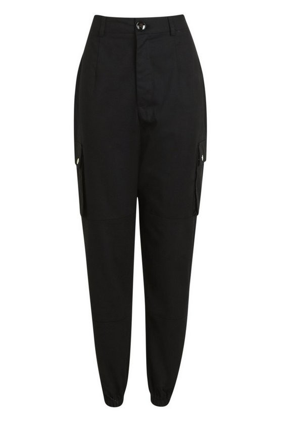 High Waist Woven Pocket Cargo Pants | Boohoo.com (US & CA)