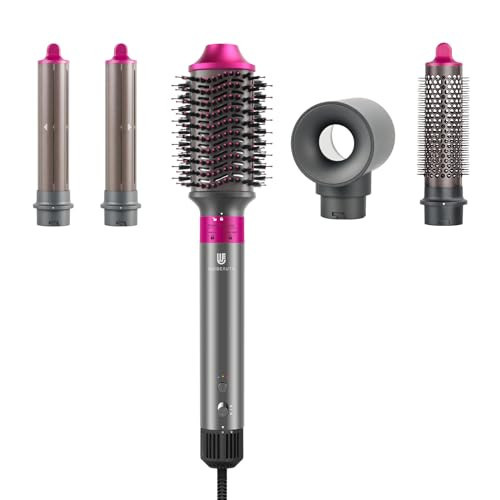 Hair Dryer Brush, webeauty 5 in 1 One Step Professional Hot Air Brush Set for Fast Drying, Curling Drying, Straightening Combing, Hair Styler [Ceramic Coating] [Negative Ion] 110000 RPM (Red) | Amazon (US)