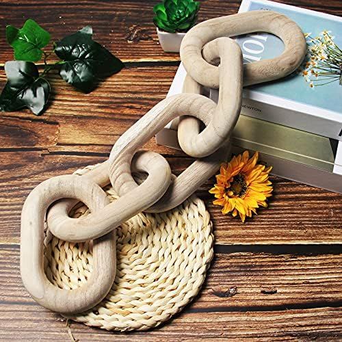 Decorative Wood Chain Link Decorations for Home Boho Hand Carved Modern Farmhouse Aesthetic Wooden R | Amazon (US)