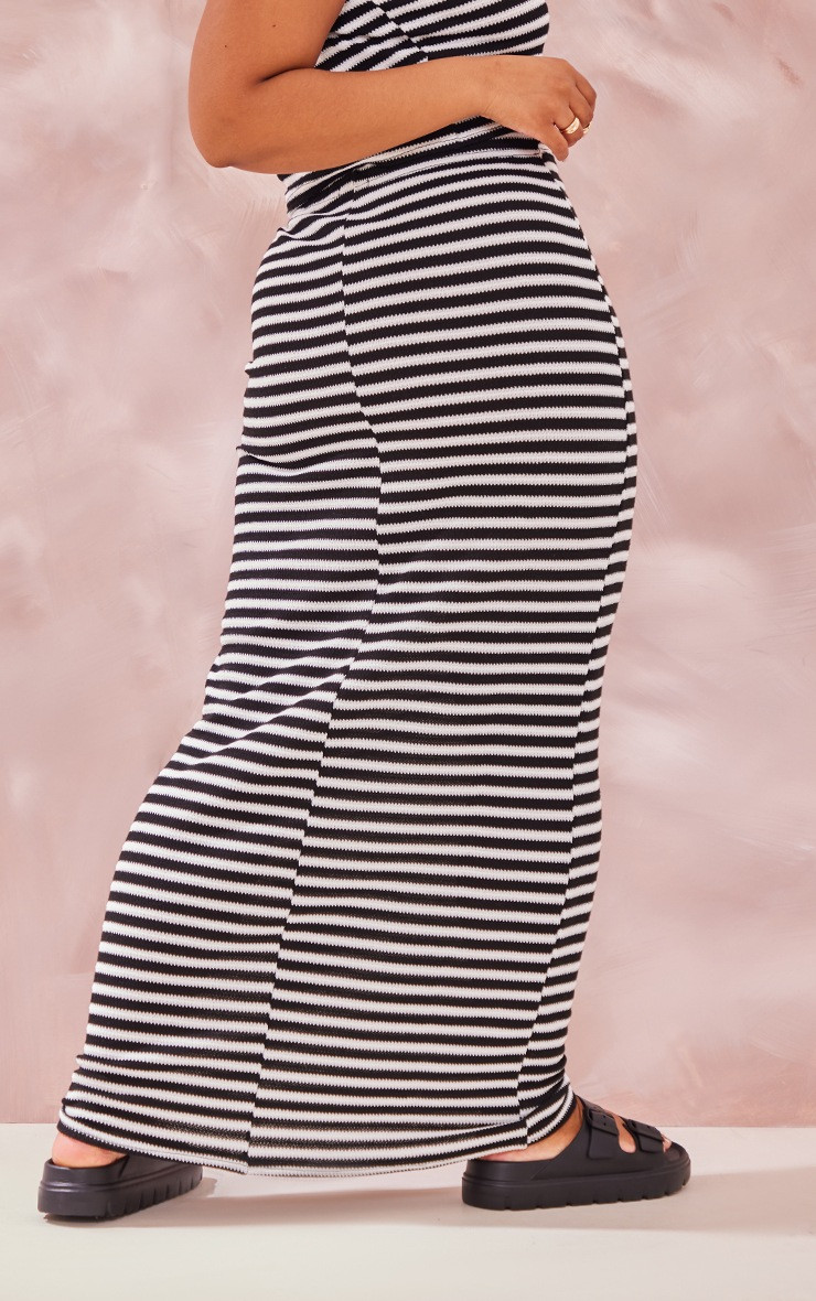 Plus Black Stripe Midaxi Skirt | PrettyLittleThing US