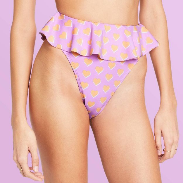 Women's Flutter Heart Print Bikini Bottom - Stoney Clover Lane x Target Lavender/Orange | Target