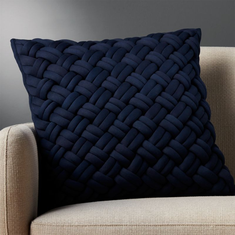 20" Jersey Interknit Navy Pillow with Down-Alternative Insert + Reviews | CB2 | CB2