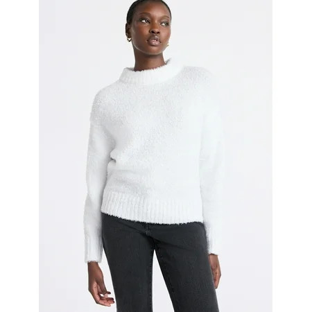 Free Assembly Women s Mock Neck Wedge Sweater with Long Sleeves Sizes XS-XXL | Walmart (US)