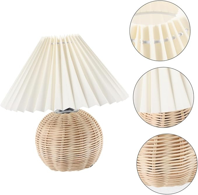5v Nordic Bedside Table Lamp Led Night Light Pleated Lampshade Modern Design for Bedroom | Amazon (US)