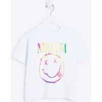 River Island Mini White Nirvana Smiley Face T-Shirt | River Island UK & IE