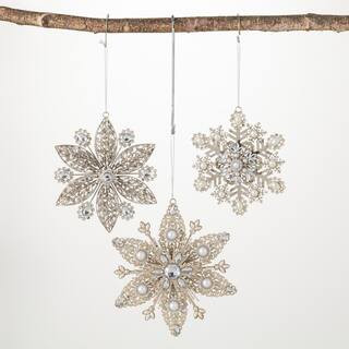 7 in. 6 in. and 5.5 in. Snowflake Ornament - Set of 3, Silver Christmas Ornaments | The Home Depot