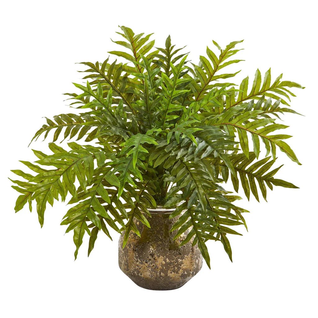 24” Hares Foot Fern Artificial Plant in Vase (Real Touch) | Nearly Natural