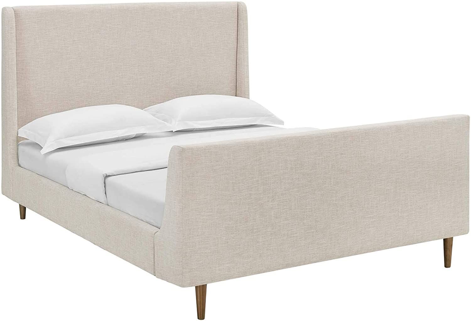 Modway Aubree Upholstered Fabric Sleigh Queen Platform Bed in Beige | Amazon (US)