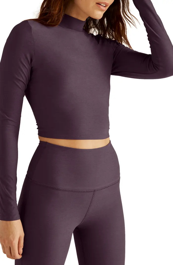 Moving On Featherweight Mock Neck Crop Top | Nordstrom