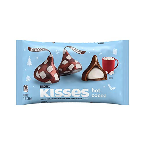 HERSHEY'S KISSES Hot Cocoa Flavored Milk Chocolate, Christmas Candy Bag, 9 oz | Amazon (US)