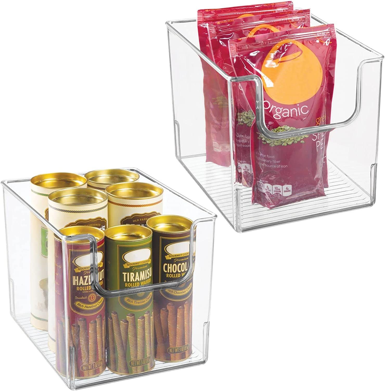 mDesign Modern Plastic Open Front Dip Storage Organizer Bin Basket for Kitchen Organization - She... | Amazon (US)