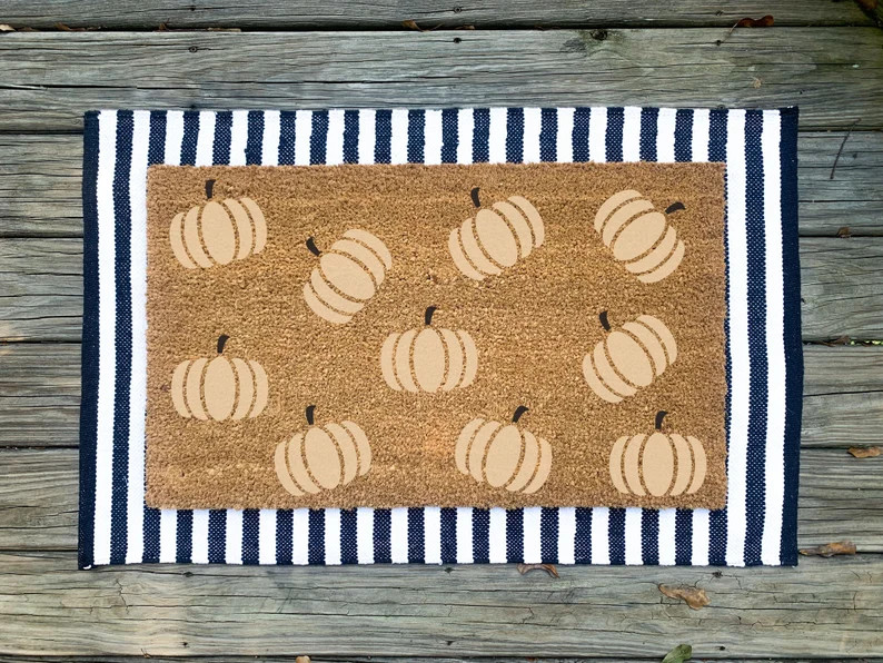 Neutral Pumpkins Doormat // Cute Welcome Mat // Fall Home Decor // Fall Door Mat - Etsy | Etsy (US)