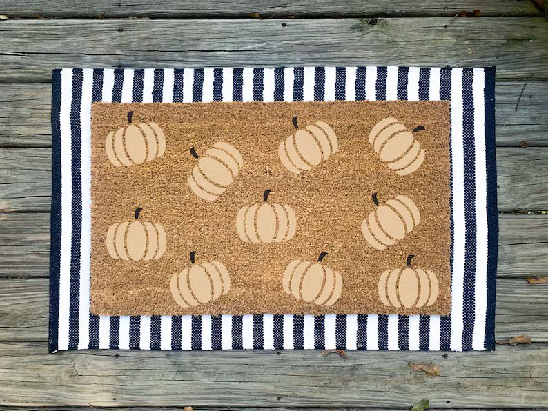 Neutral Pumpkins Doormat // Cute Welcome Mat // Fall Home Decor // Fall Door Mat - Etsy | Etsy (US)