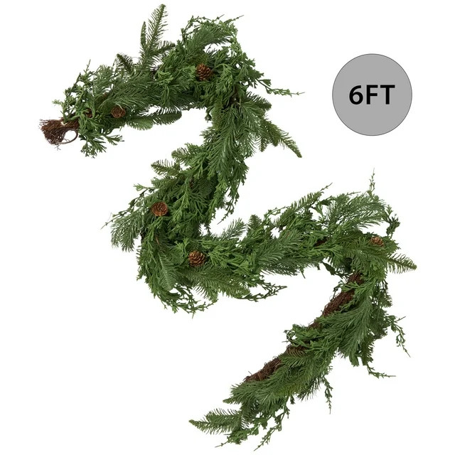 Green Faux Christmas Garland, 6 Foot, by Holiday Time | Walmart (US)