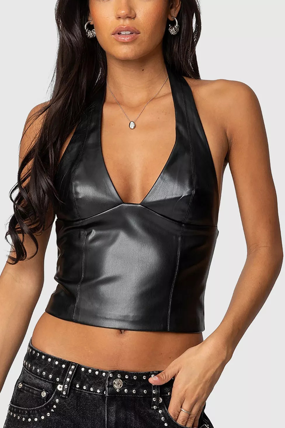 Edikted Tana Faux Leather Halter Top | Urban Outfitters (US and RoW)