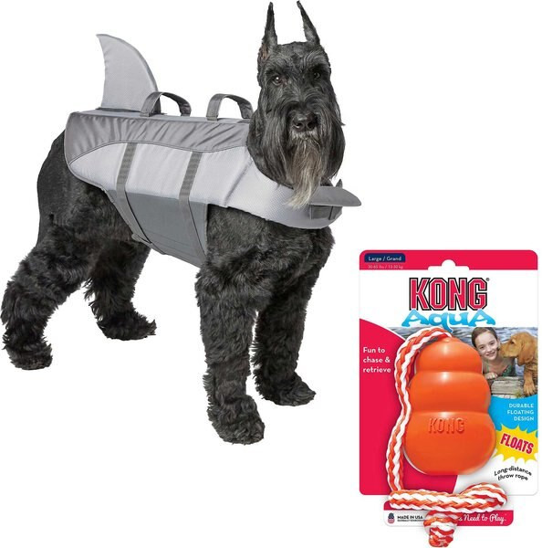 Bundle: Frisco Shark Life Jacket + KONG Aqua Dog Toy, Large | Chewy.com