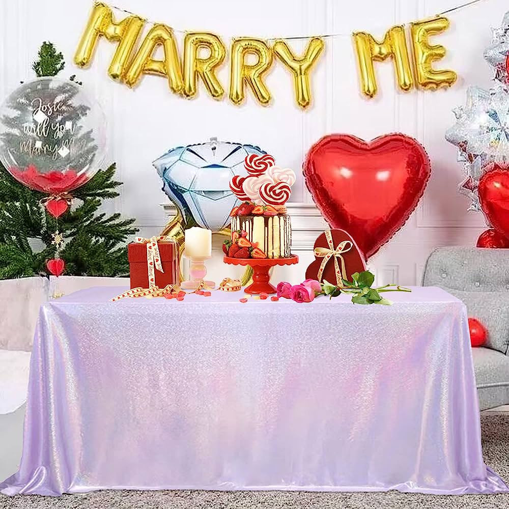 FANPROMS Lavender Sequin Tablecloth 55x102 Inches Glitter Table Linens for Celebration Sequin Rec... | Amazon (US)