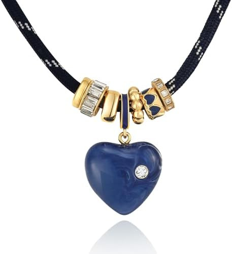 Paracord Rope Necklace with Pendant for Women | Adjustable Leather Cord/Paracord Choker, Natural ... | Amazon (US)