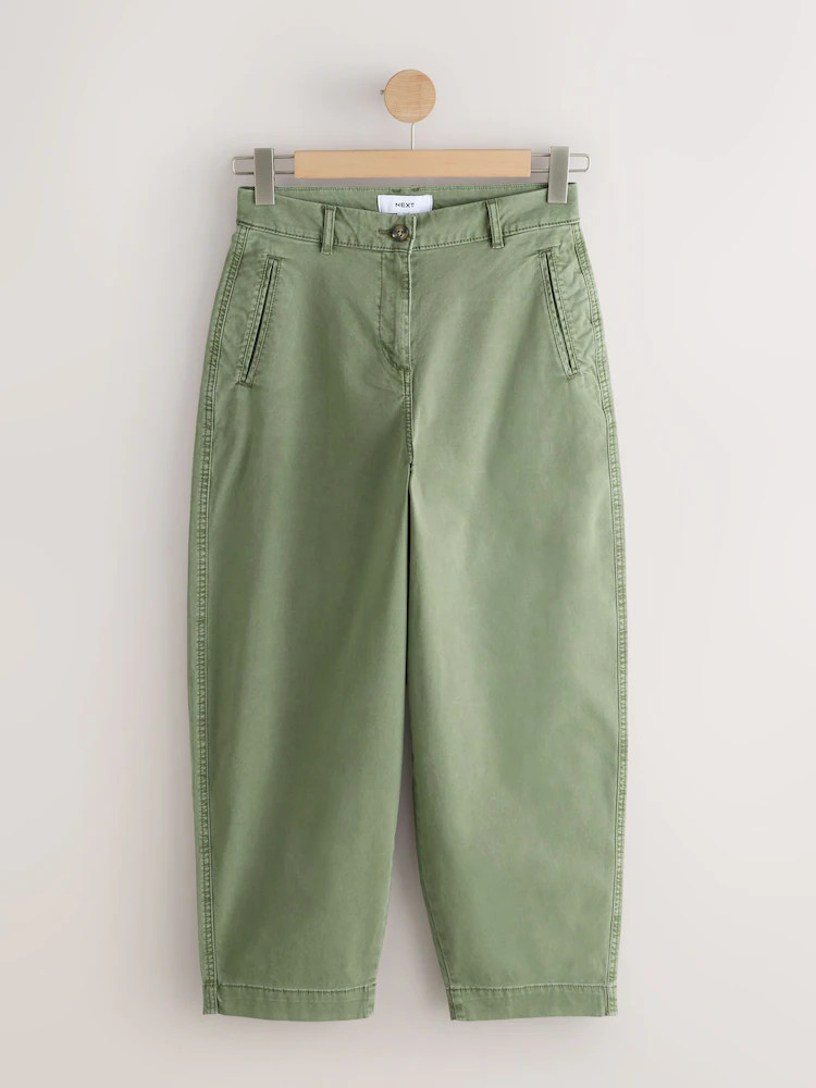 Buy Khaki Green Chino Barrel Leg Trousers from Next Ireland | Next EU