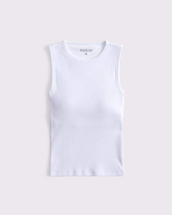 Bra-Free Rib High-Neck Tank | Abercrombie & Fitch (US)