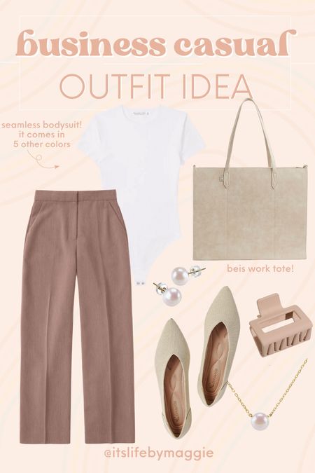 Business casual outfit idea!

#abercrombie #tailoredpants #whitebodysuit #flats #workwearflats #beis #worktote #amazonfinds #amazonfashion #amazonjewelry

#LTKstyletip #LTKworkwear #LTKunder100