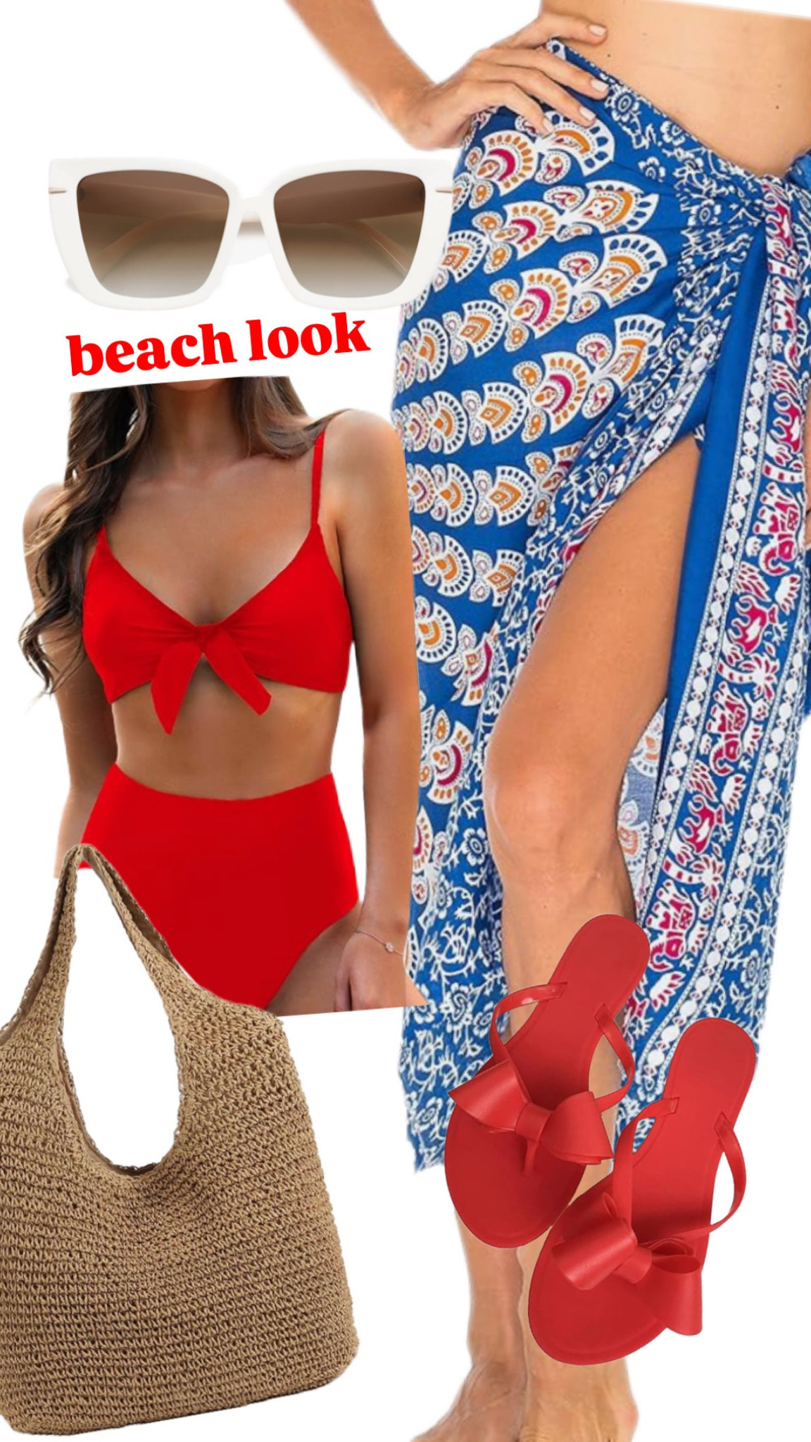 Amazon bikini, sarong / coverup, red bow flip flops and straw tote !

#LTKSwim #LTKTravel #LTKFindsUnder50