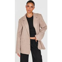 Taupe Brushed Wool Look Tailored Blazer | PrettyLittleThing UK
