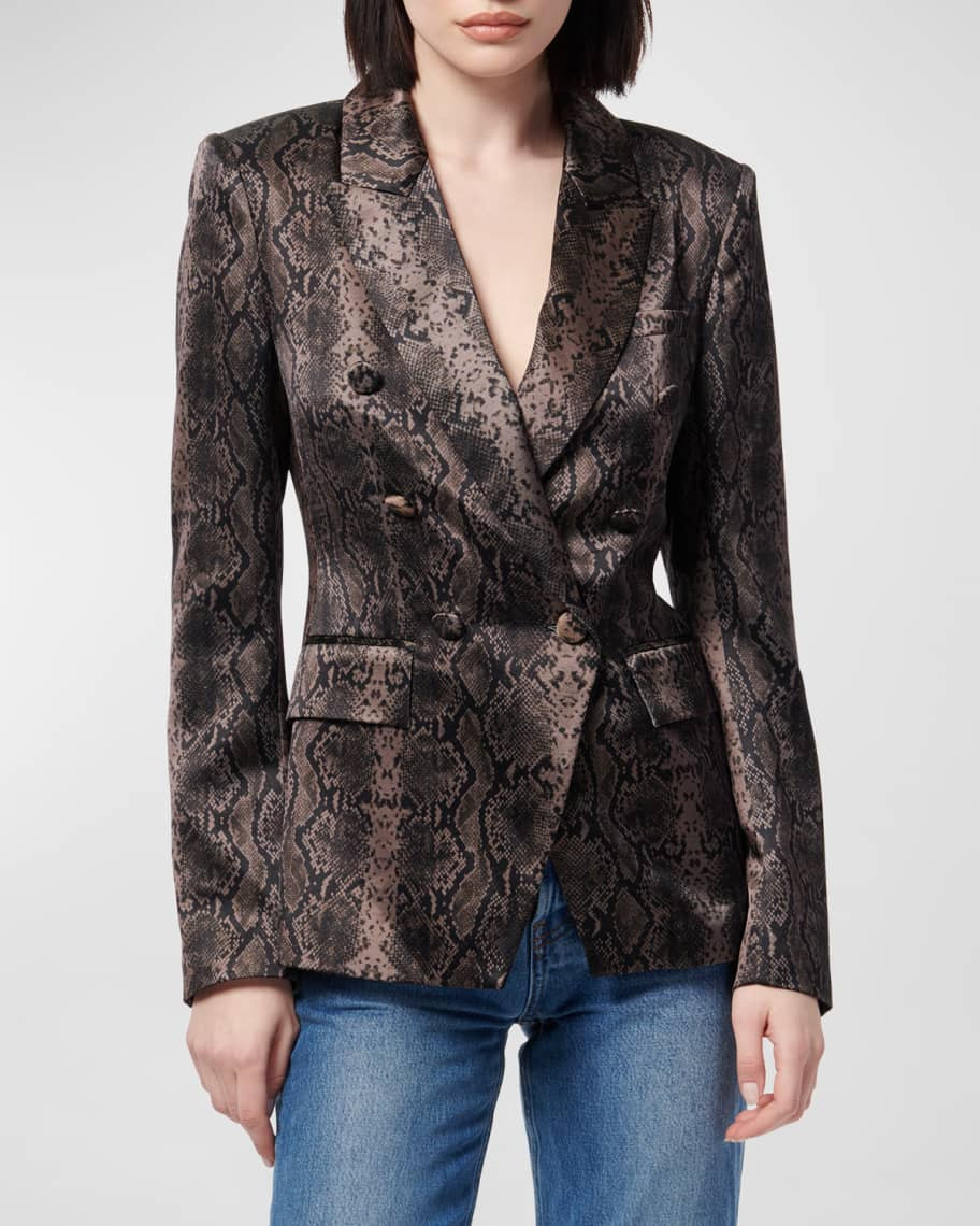 Cami NYC Zana Double-Breasted Snake-Print Blazer | Neiman Marcus