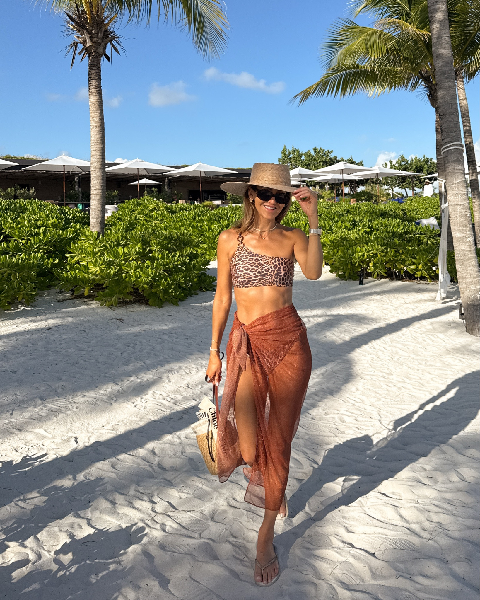 Day 1 in Mexico beach outfit! Suit size small top and bottom! Perfect coverage and style. Always love a wide brim hat and this has been a favorite for years! 

#LTKStyleTip #LTKSwim #LTKOver40