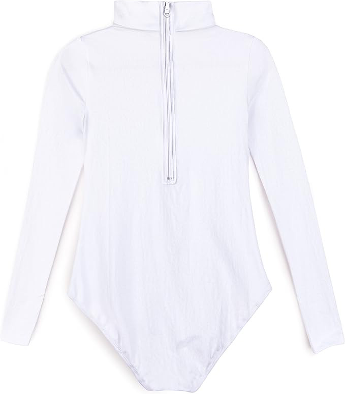Girls' Team Basic Turtleneck Long Sleeve Leotard with Durable Snaps, Front Lining, Zipper Back | Amazon (US)