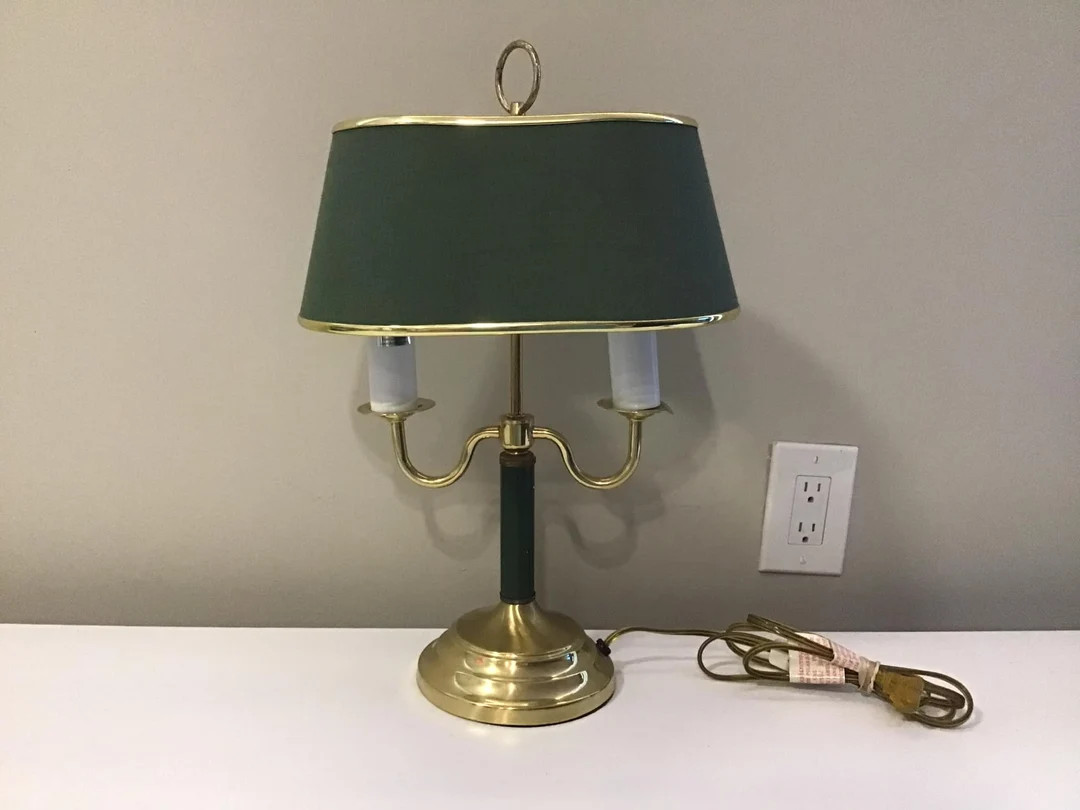 Bouillotte Style Portable Table Lamp with Green Shade | Etsy (US)