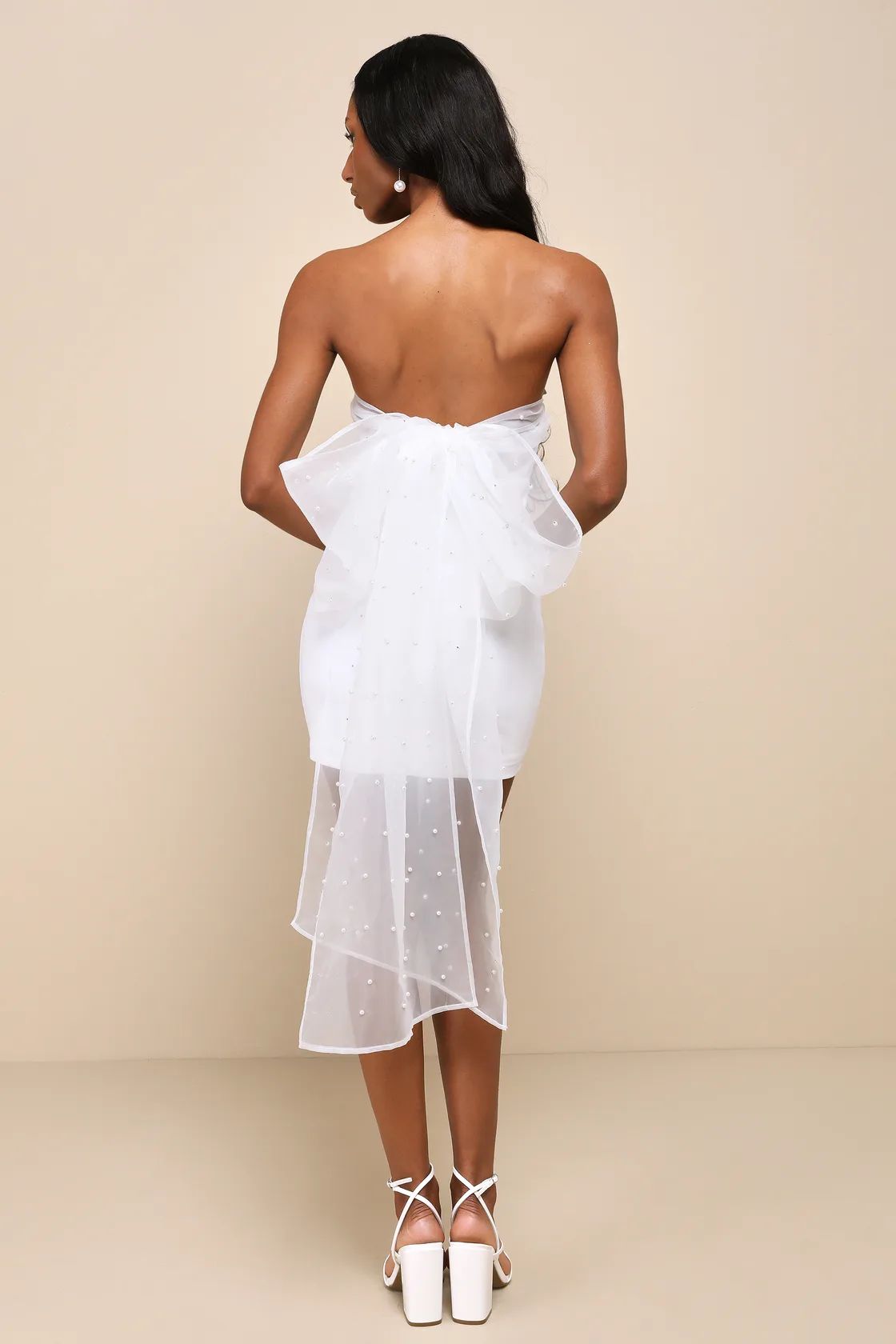Flawless Entrance White Pearl Organza Bow Strapless Mini Dress | Lulus
