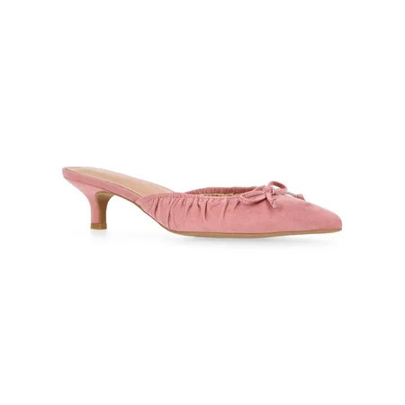 Time and Tru Women s Faux Suede Kitten Heel Mules | Walmart (US)