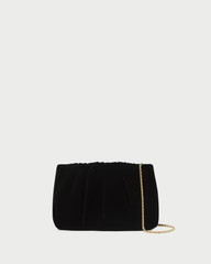 Serena Black Gathered Velvet Clutch | Loeffler Randall