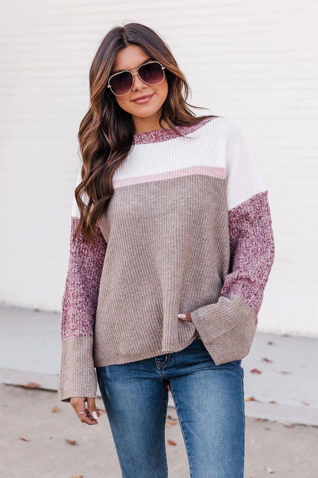 Scenic Route Berry Colorblock Sweater FINAL SALE | The Pink Lily Boutique
