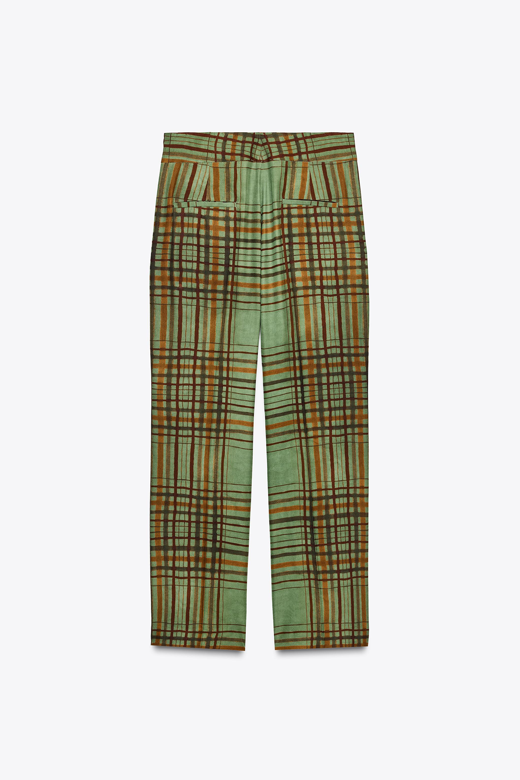 ZW COLLECTION CROP FLARE PLAID PANTS | Zara US