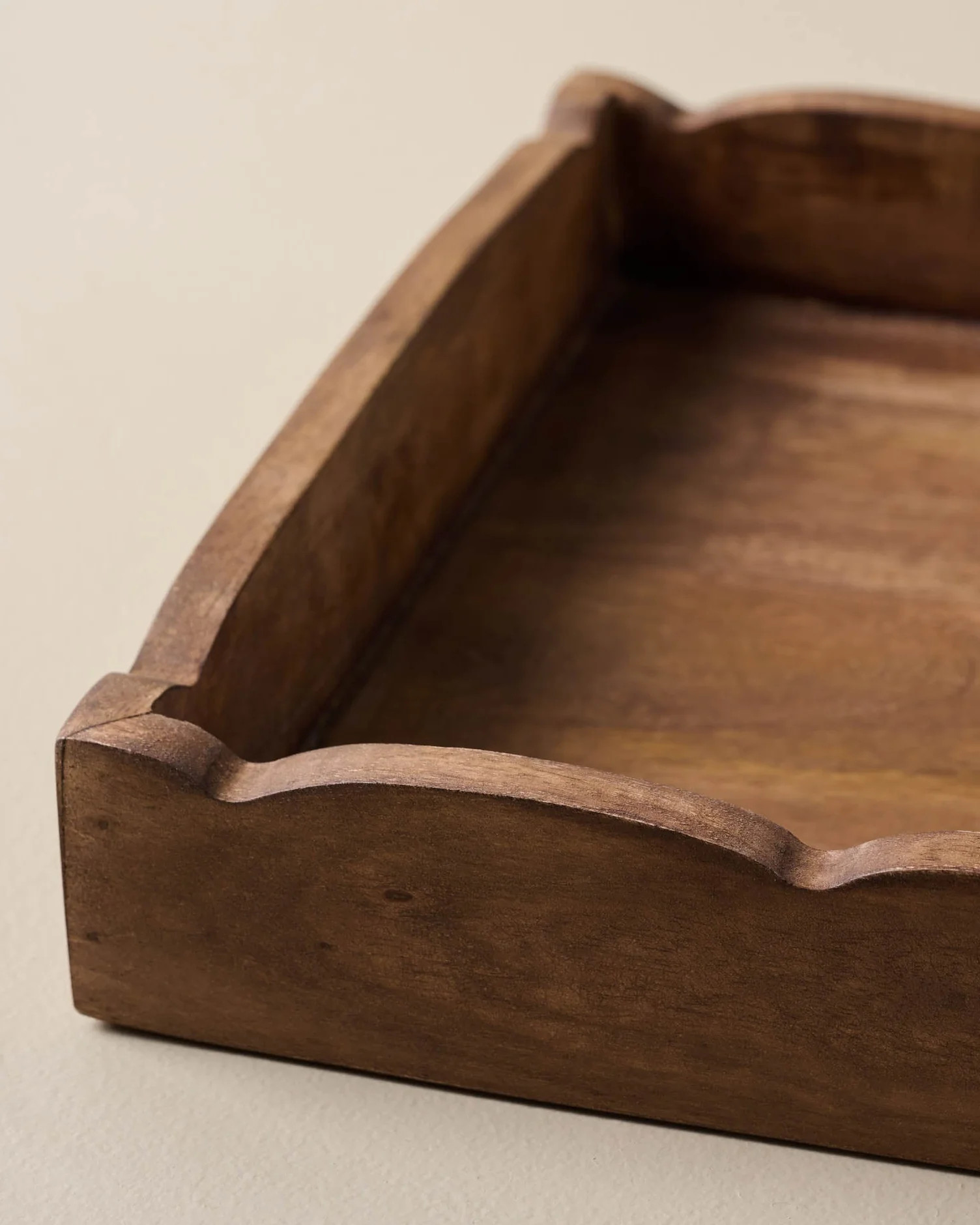 Scalloped Antiqued Wood Tray | Magnolia